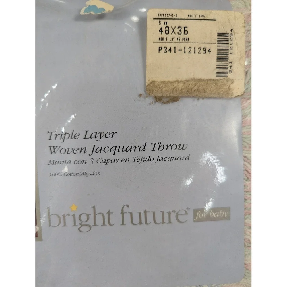 Vintage Bright Future Baby Woven Jacquard Throw Now I Lay Me Down To Sleep 36x48